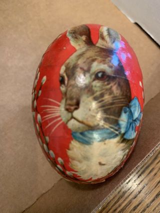 Vintage Paper Mache Bunny Easter Egg – Made In Germany – Paper Lace Lining
