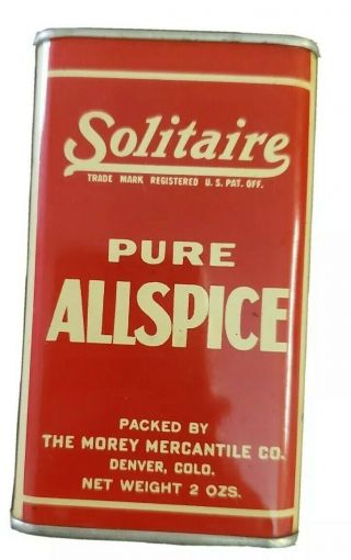 Vintage Solitaire Allspice 2 Oz Spice Tin,  The Morey Mercantile Co.