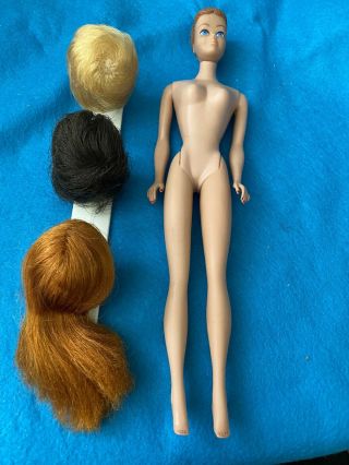 Vintage 3 Wig Wardrobe Midge Doll 1009 Sl Barbie W/orig Head Band 60s Ex / Minty