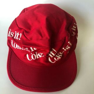 Vintage Retro Coke Is It Hat Red White Painter Cycling Style 1980 