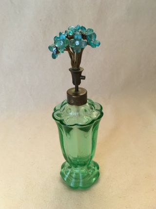 Vintage I.  Rice Perfume Bottle Glass Flower Bouquet Top