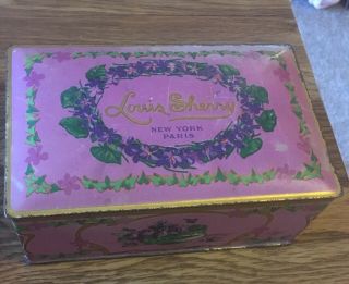 Vintage Louis Sherry Candy Tin Purple Floral,  Made By Canco 2 - 3/4 " X 6 " X 4 "