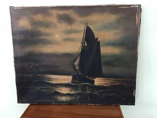 Antique Maritime,  Nautical Oil Painting,  Signed J.  Wilson