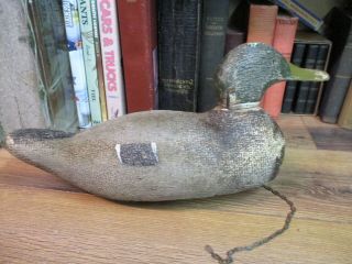 Wood Mallard Drake Duck Decoy Vintage Early 1900s Wooden Hunting Carved