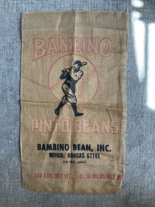Vintage Bambino Babe Ruth Baseball Pinto Brans Burlap Sack