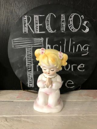 Vintage Porcelain Praying Girl Figurine Night Light Baby Gift Religious