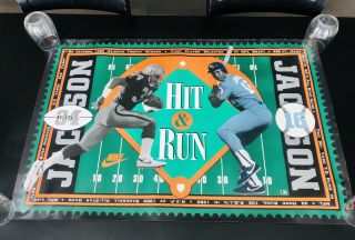 Vintage Nike Bo Jackson Hit & Run Baseball Football Poster