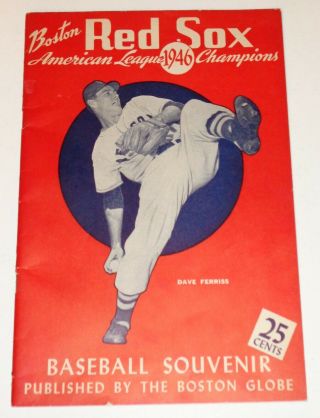 - 1946 Boston Globe Boston Red Sox American League Championship Program