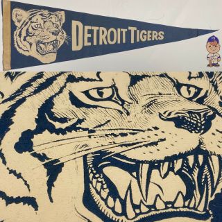 1950’s Detroit Tigers Pennant Mlb Baseball Michigan Banner Vintage 8.  5x26