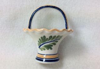 Vintage Hand Painted “Delft Blue” Porcelain 3” Basket 2