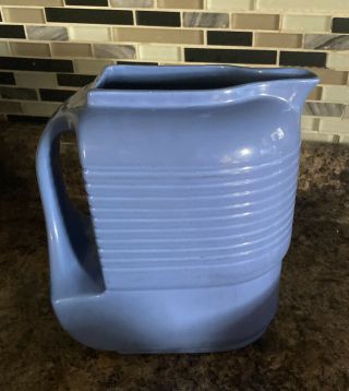 Vintage Westinghouse Hall China Blue Refrigerator Water Pitcher Art Deco