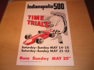 Vintage 1977 Official Indianapolis Indy 500 Time Trials Poster 14 " X 22 " -