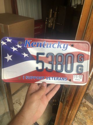 Vintage Rare Kentucky “i Support Veterans” Military Army License Plate 5380gg