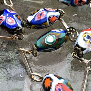 Vintage Murano Blown Glass Lampwork Millefiori Hand Made Necklace