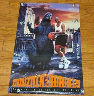 Vintage 1992 Nike Godzilla Vs Barkley Poster 23 " X 35 "