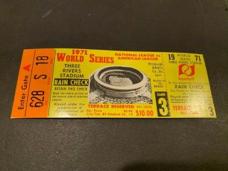 1971 Game 3 World Series Ticket Stub Pittsburgh Pirates Baltimore Orioles Nm
