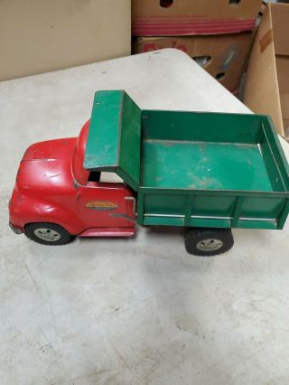 Vintage Tonka Toy Mound Metalcraft Dump Truck Toy 1950s antique Red Green 3