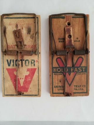 Rat Traps - Vintage Hold Fast & Victor - Lititz,  Pa - Woodstream Corp Rat Traps