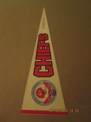 Nfl Kansas City Chiefs Vintage 1960 1984 Silver Anniversary Team Logo Pennant