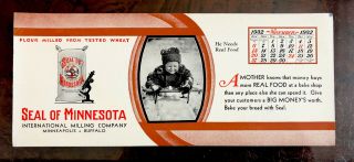 True Vintage Advertising Blotter Minneapolis Minnesota Buffalo Flour Mill 1932
