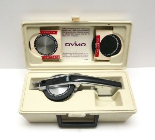 Euc Vintage Dymo 1550 Tapewriter Kit W/ Case & Chrome Label Maker Deluxe