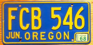 1968 Oregon License Plate Number Tag - $2.  99 Start