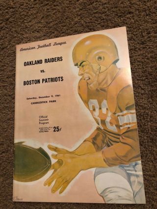 December 9 1961 Oakland Raiders Vs Boston Patriots Program Candlestick Park