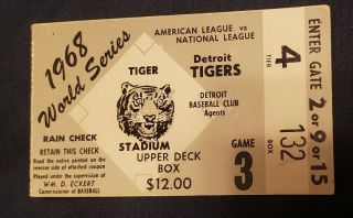 1968 Detroit Tigers St.  Louis Cardinals World Series Ticket Game 3