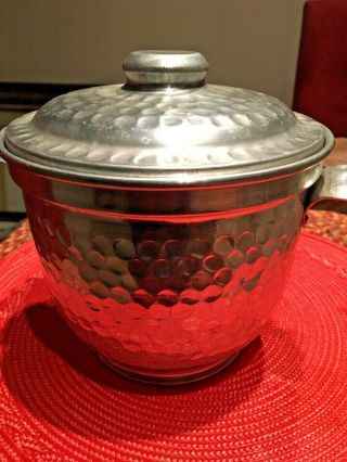 Vintage Hammered Aluminum Ice Bucket Made In Italy