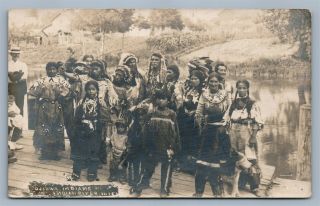 Ojibwa American Indians Indian River Mi Antique Real Photo Postcard Rppc