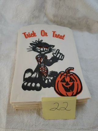 Collectible Vintage Halloween Treat Bag White Paper 22 Bags Total 7x 4 1/2 "