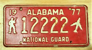 1977 Alabama 12222 National Guard License Plate Auto Car Vehicle Tag Item 2561