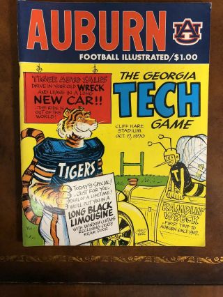 1970 Auburn Vs Georgia Tech Football Program - Phil Neel Cover