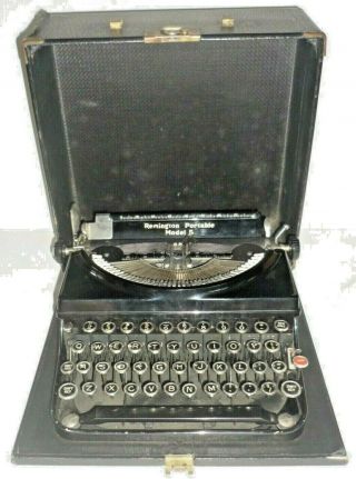 1930s Antique Remington Portable Model 5 Typewriter W/case & Red Key 1935