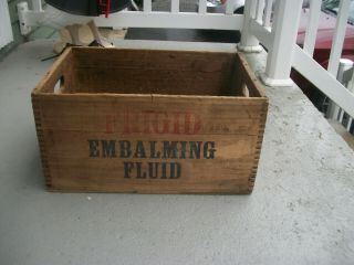 Antique Frigid Embalming Fluid Company Wooden Crate Mortuary 24 Bottles