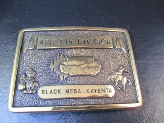 Vintage Belt Buckle 1978 Arizona Division Black Mesa Kayenta Mine Mining Brass