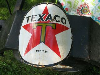 Antique Texaco Porcelain Sign Visible Gas Pump Curved Fry Wayne Tokheim