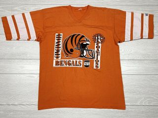 Vtg 1990 Cincinnati Bengals Nfl Afc Champions Logo 7 Shirt Sz Xl Football Jersey