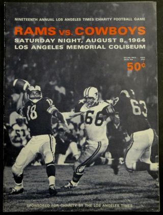 Los Angeles Rams Vs Dallas Cowboys Program Nfl August 8,  1964