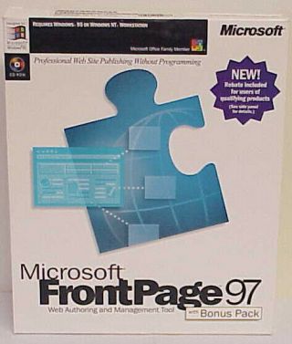 Microsoft Frontpage 97 Windows 95 Papers And Box Only Vintage Microsoft Box Only