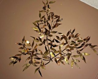Vintage C Jere Style Copper Brass Wall Sculpture Butterfly Leaves MCM 60x36 BIG 3