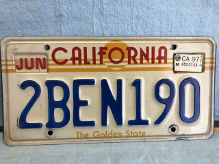 MATCHING PAIR CALIFORNIA SUNSET LICENSE PLATES 2BEN190 BARN FIND JUN 1997 2