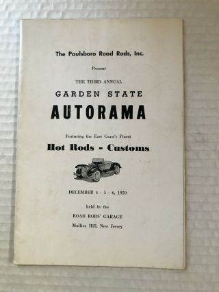 Vintage 1959 3rd Annual Paulsboro Road Rods Garden State Autorama Program