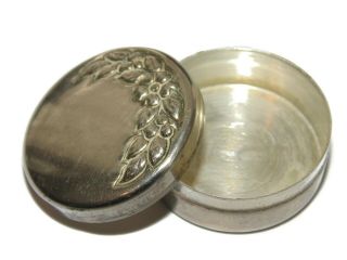 Vintage Sterling Silver Trinket Pill Box Jewelry Ring Keepsake Floral Gift Her