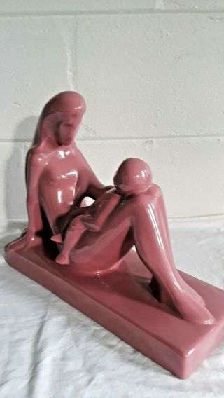 Vintage Haeger Figurine Large.  Loving Mother And Child,  Rose,  Early 1990 