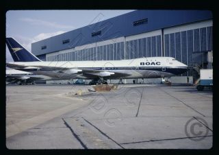 654 - 35mm Kodachrome Aircraft Slide - Boac Boeing 747 - 136 G - Awnb @ Lhr In 1970