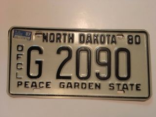 1980 North Dakota License Plate Official Government Police? Fire? State Trooper?
