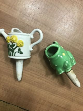 Vintage Unbranded Garden Watering Stakes - Frog And A Flower Watering Can