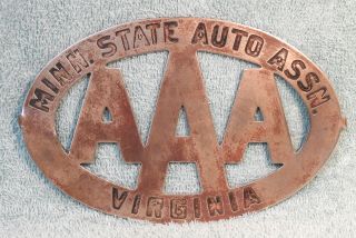 Vintage Minnesota State Auto Assn.  (aaa) Badge/emblem/topper - Virginia