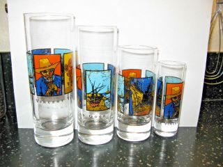 Vintage Vincent Van Gogh Spirit Series Set Of 4 Glasses 4 Sizes